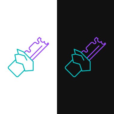 Line Bitten çikolata ikonu beyaz ve siyah arkaplanda izole edilmiş. Renkli taslak konsepti. Vektör.