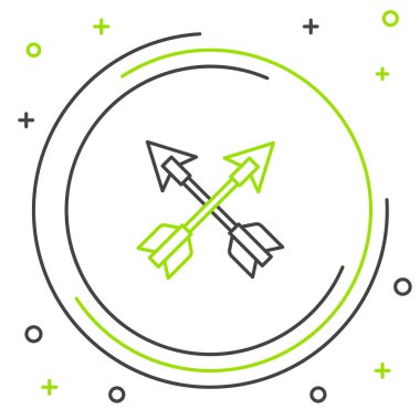 Çizgi çapraz ok simgesi beyaz arkaplanda izole edildi. Renkli taslak konsepti. Vektör