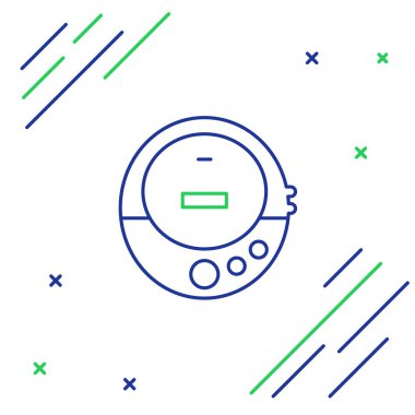 Satır Müzik CD çalar simgesi beyaz arkaplanda izole edildi. Taşınabilir müzik cihazı. Renkli taslak konsepti. Vektör