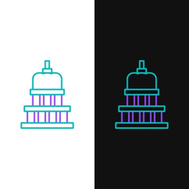 Beyaz Saray çizgisi simgesi beyaz ve siyah arkaplanda izole edildi. Washington DC mi? Renkli taslak konsepti. Vektör