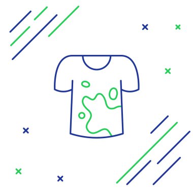 Line Dirty tişört simgesi beyaz arkaplanda izole edildi. Renkli taslak konsepti. Vektör