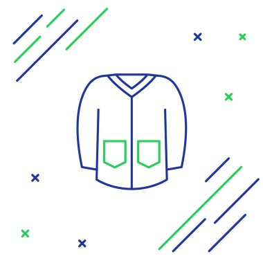 Çizgi süveter simgesi beyaz arkaplanda izole edildi. Kazak ikonu. Kazak tabelası. Renkli taslak konsepti. Vektör