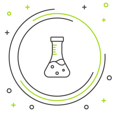 Çizgi Test tüpü ve kimyasal test ikonu beyaz arka planda izole edildi. Laboratuvar cam levhası. Renkli taslak konsepti. Vektör