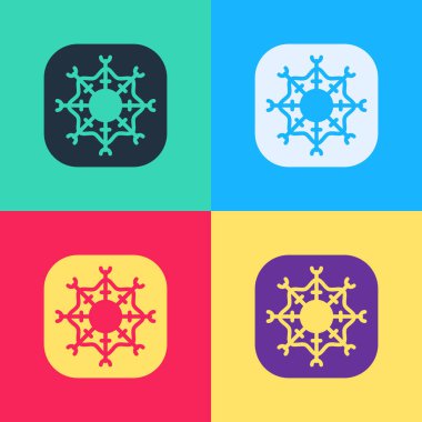 Pop Art Snowflake simgesi renk arkaplanında izole edildi. Mutlu Noeller ve mutlu yıllar. Vektör.