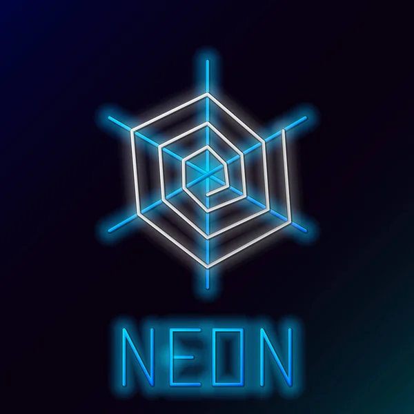 Leuchtendes Neon Line Spider Web Symbol Isoliert Auf Schwarzem Hintergrund — Stockvektor