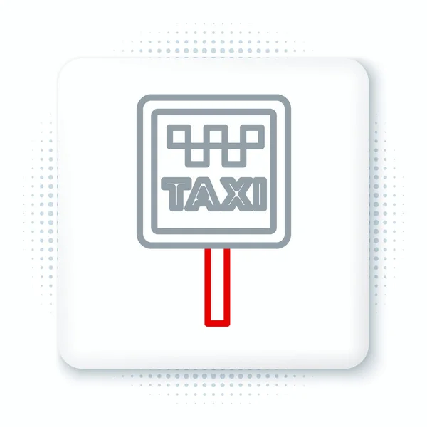 Line Road Sign Taxi Stand Icon Isolated White Background Colorful — Stock Vector