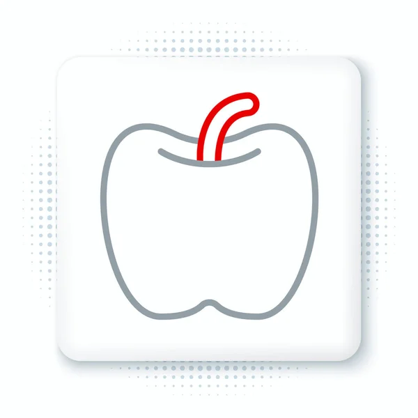 Linea Icona Apple Isolato Sfondo Bianco Eccesso Peso Menù Dieta — Vettoriale Stock