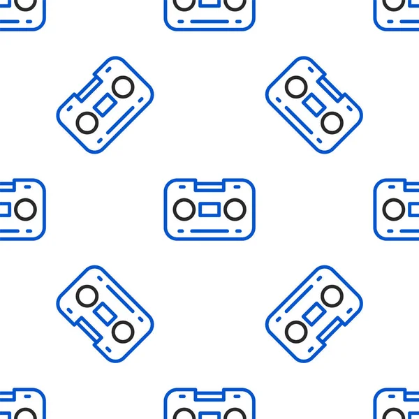 Hat Retro ses kaset simgesi beyaz arkaplanda izole edilmiş kusursuz desen. Renkli taslak konsepti. Vektör