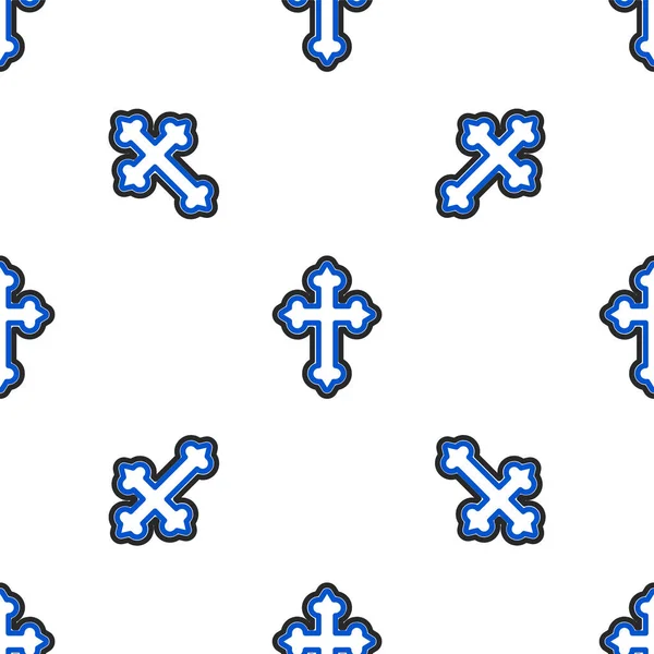 Линия Христианского Креста Икона Изолированы Плавный Узор Белом Фоне Церковный — стоковый вектор