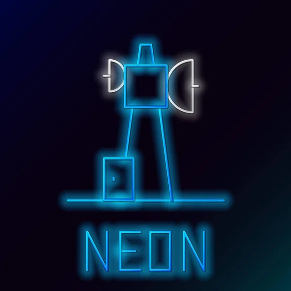 Gloeiende Neon Lijn Antenne Pictogram Geïsoleerd Zwarte Achtergrond Radio Antenne — Stockvector