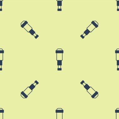 Mavi Spyglass teleskop mercek simgesi sarı arka planda izole edilmiş kusursuz desen. Denizci dürbünü. Vektör