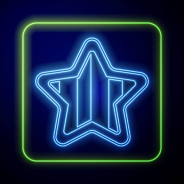 Parlayan neon ABD Bağımsızlık Günü simgesi mavi arka planda izole edildi. 4 Temmuz. Amerika Birleşik Devletleri ülkesi. Vektör