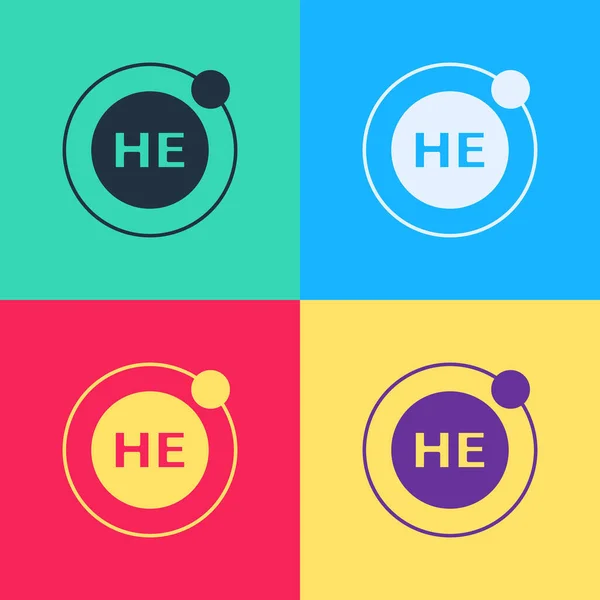 Pop Art Helium Chemisch Element Pictogram Geïsoleerd Kleur Achtergrond Helium — Stockvector