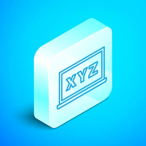 Isometrische Lijn Xyz Coördinatensysteem Schoolbord Pictogram Geïsoleerd Blauwe Achtergrond Xyz — Stockvector
