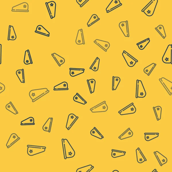 Mavi çizgi askeri bere ikonu sarı arka planda kusursuz desen izole etti. Asker şapkası. Ordu şapkası. Savaş şapkası. Vektör.