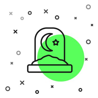 Siyah çizgili Müslüman mezarlığı ikonu beyaz arka planda izole edilmiş. İslami mezar taşı. Vektör