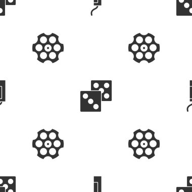 Dinamit bombası, zar oyunu ve Revolver silindirini kusursuz desene ayarlayın. Vektör