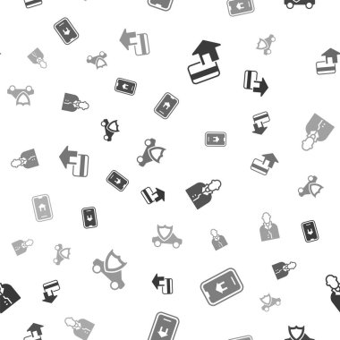 Kredi kartı, online gayrimenkul, emlakçı ve zırhlı araç ayarlayın. Vektör