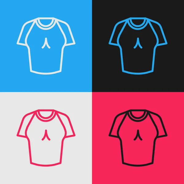 Pop Art Linie Shirt Symbol Isoliert Auf Farbigem Hintergrund Vektor — Stockvektor