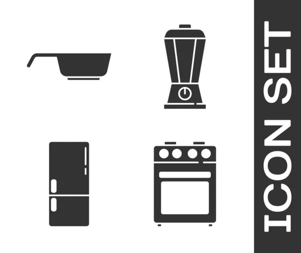 设置烤箱 冰箱和搅拌机图标 — 图库矢量图片