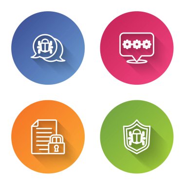 Satır Sistemi Hatası, Parola Koruması, Belge ve Kilit ve. Renkli daire düğmesi. Vektör