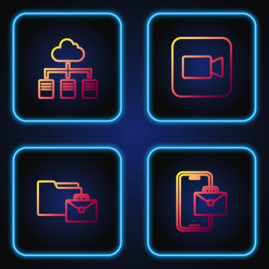 Freelancer, Online ve Camera 'yı çalıştır. Renk simgeleri. Vektör