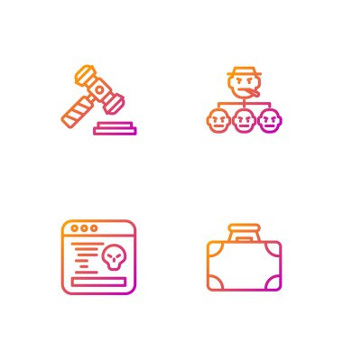 Çanta ve para, Sistem Hattı, Yargıç Tokmak ve Mafya. Renk simgeleri. Vektör