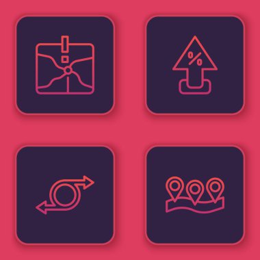 Kesişme noktası, ok, ok ve konum ayarlayın. Mavi kare düğme. Vektör