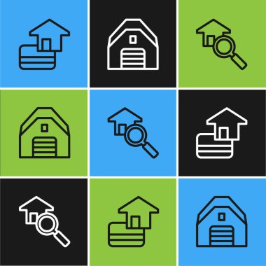 Hat kartı, arama evi ve garaj simgesini ayarla. Vektör