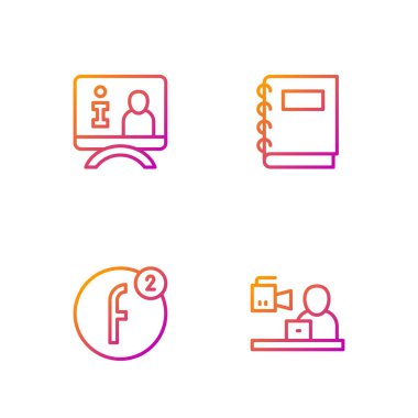 Son dakika haberleri, hesap oluşturma, televizyon raporu ve not defteri. Renk simgeleri. Vektör