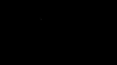 Beyaz çizgi sihirli havan topu ve tokmak simgesi siyah arkaplanda izole edildi. 4K Video hareketli grafik canlandırması