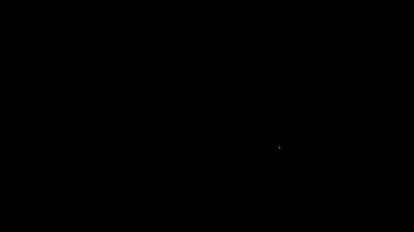 Siyah arka planda izole edilmiş bir tepsi yiyecek ikonu ile kaplanmış beyaz çizgi. Tepsi ve kapak. Kapaklı bir restoran saati. Mutfak eşyaları sembolü. 4K Video hareketli grafik canlandırması