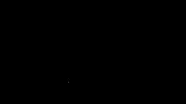 Siyah zemin üzerinde radyasyon sembolü olan beyaz çizgi üçgeni işareti. 4K Video hareketli grafik canlandırması