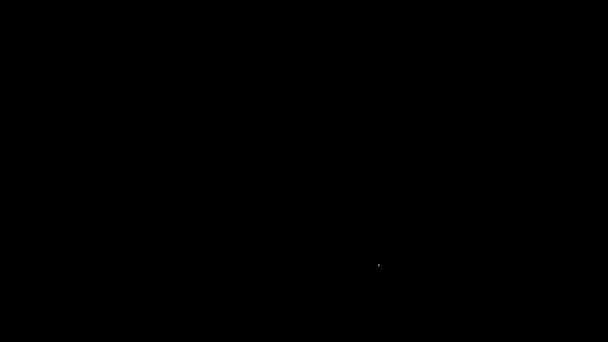 Linha branca Mão segurando um ícone de fogo isolado no fundo preto. Animação gráfica em movimento de vídeo 4K — Vídeo de Stock