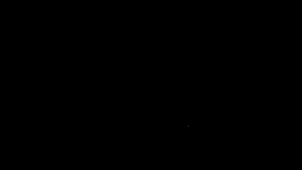 黒の背景に隔離された手のアイコンの上に浮く白い線のキューブ。浮遊シンボル。4Kビデオモーショングラフィックアニメーション — ストック動画