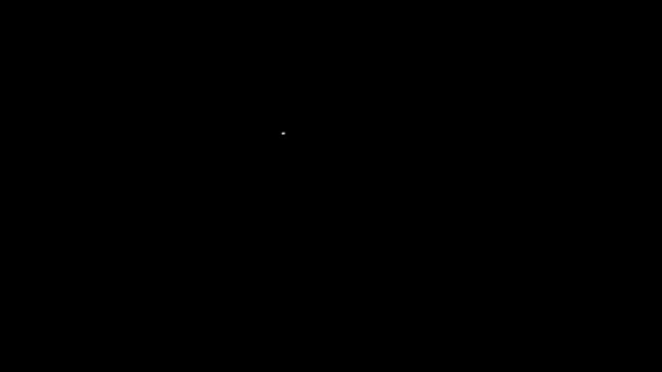 Weiße Linie Gasherd Symbol isoliert auf schwarzem Hintergrund. Kochschild. Herd mit vier Kreisbrennern. 4K Video Motion Grafik Animation — Stockvideo