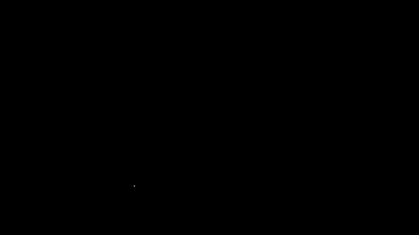 Значок белого телескопа выделен на черном фоне. Научный инструмент. Элемент образования и астрономии, шпионское стекло и изучающие звезды. Видеографическая анимация 4K — стоковое видео