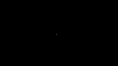 Beyaz çizgi mikrofon simgesi siyah arkaplanda izole edildi. Radyodaki mikrofondan. Sözcü işareti. 4K Video hareketli grafik canlandırması
