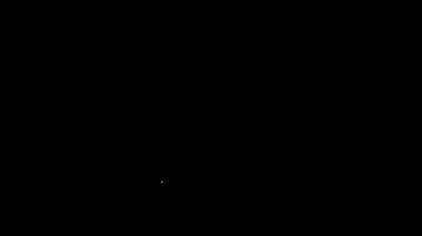 Siyah zemin üzerinde izole edilmiş kuru ve sıvı yiyecek ikonunu ölçmek için beyaz çizgi ölçme kabı. Plastik şişenin sapı var. 4K Video hareketli grafik canlandırması