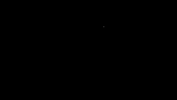 Bílá čára Pozdrav ikona izolované na černém pozadí. Šablona plakátu k pozvánce nebo přání na uvítanou. Grafická animace pohybu videa 4K — Stock video
