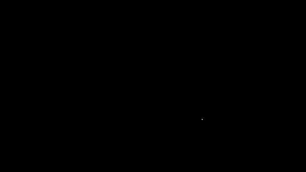 Bílá čára Cukrová tyčinka pakety ikona izolované na černém pozadí. Prázdné individuální balení pro volně ložené potravinářské výrobky jako je káva, sůl, koření. Grafická animace pohybu videa 4K — Stock video