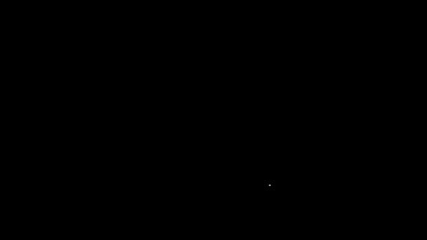Línea blanca Estéreo casero con el icono de dos altavoces aislado sobre fondo negro. Sistema de música. Animación gráfica de vídeo 4K — Vídeo de stock