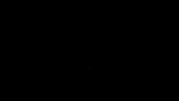 Λευκή γραμμή σύμβολο Amour με την καρδιά και το βέλος εικονίδιο απομονώνονται σε μαύρο φόντο. Ερωτικό σημάδι. Σύμβολο του Αγίου Βαλεντίνου. 4K Γραφική κίνηση κίνησης βίντεο — Αρχείο Βίντεο