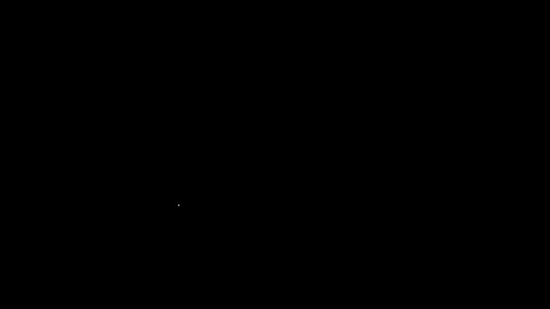 Línea blanca Icono de cama para mascotas aislado sobre fondo negro. Animación gráfica de vídeo 4K — Vídeos de Stock
