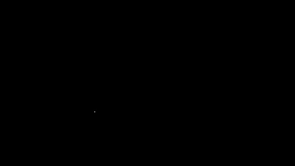 Witte lijn Hond in muilkorf pictogram geïsoleerd op zwarte achtergrond. Medeplichtigheid voor hond. 4K Video motion grafische animatie — Stockvideo