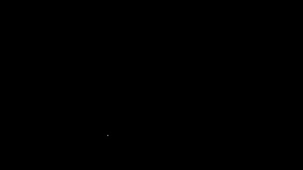 Значок меры ленты белой линии изолирован на черном фоне. Измерительная лента. Видеографическая анимация 4K — стоковое видео