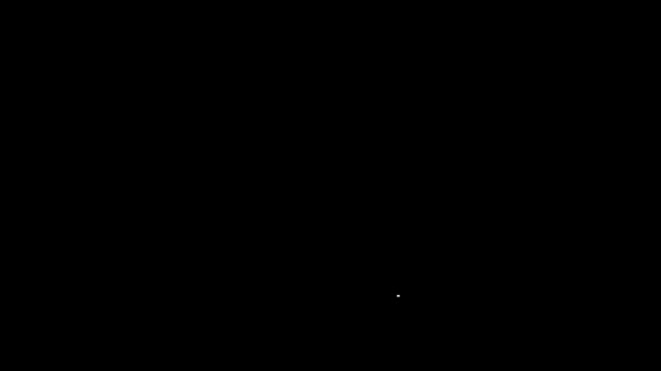 Linea bianca Icona delle scale da bagno isolata su sfondo nero. Misura del peso Attrezzatura. Concetto di sport fitness in scala di peso. Animazione grafica 4K Video motion — Video Stock
