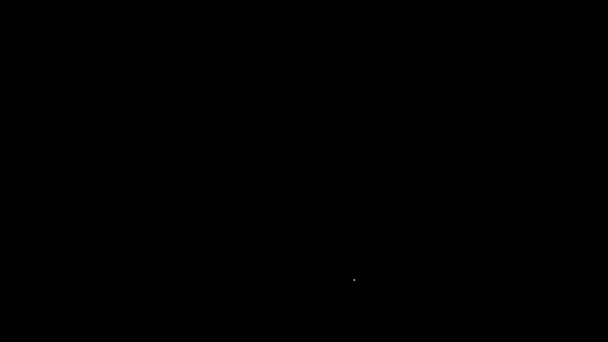 Línea blanca Icono de capucha de buceo aislado sobre fondo negro. Sombrero de pesca submarina capucha de invierno. Equipo submarino de buceo. Animación gráfica de vídeo 4K — Vídeo de stock