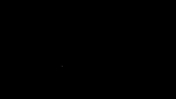 Linea bianca icona arpione pesca isolato su sfondo nero. Costruttori di pesca per la cattura del pesce sott'acqua. Attrezzatura subacquea subacquea. Animazione grafica 4K Video motion — Video Stock