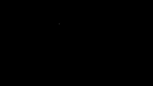 Línea blanca Manos humanas sosteniendo el icono del globo terráqueo aisladas sobre fondo negro. Guarde el concepto de tierra. Animación gráfica de vídeo 4K — Vídeos de Stock